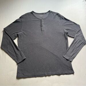 E.T.A‎ men’s grey slub knit polo long sleeve tshirt